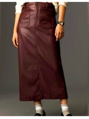 Anthropologie Maeve Colette Pleather Maxi Skirt